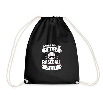Danke Baseball Mustache Erinnerung Team Sport - Turnbeutel - Schwarz - Vorne