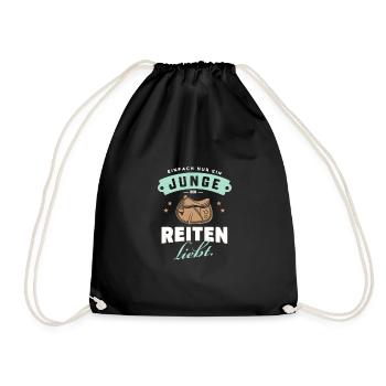 Junge Reiter Liebe Pferd Hobby Freude Idee - Turnbeutel - Schwarz - Vorne