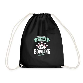 Junge liebt Bowling Kegel Fan Geschenkidee - Turnbeutel - Schwarz - Vorne
