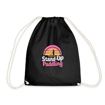 SUP-Board Fan Geschenk Paddler Ausrüstung Meer - Turnbeutel - Schwarz - Vorne