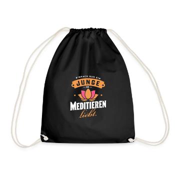 Junge Meditiert Ruhe Achtsamkeit Zen Geschenk - Turnbeutel - Schwarz - Vorne