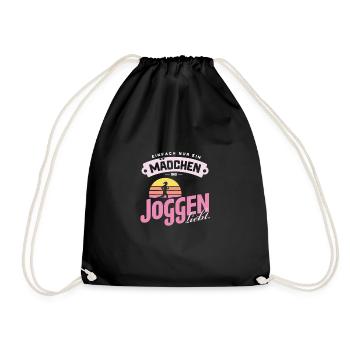Mädchen Joggen Liebe Laufshirt Fitness Geschenk - Turnbeutel - Schwarz - Vorne