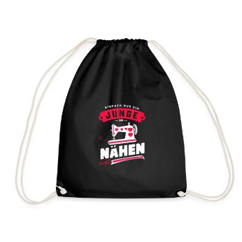 Junge Näht Liebe DIY Handwerk Hobby Unikat - Turnbeutel - Schwarz - Vorne