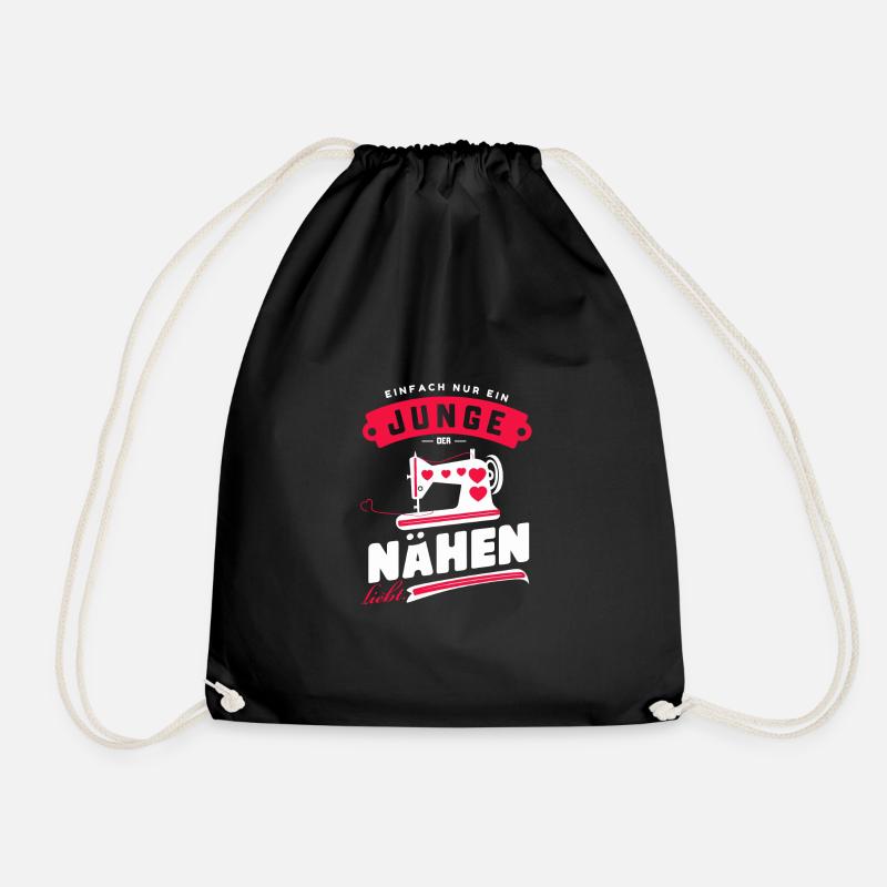 Junge Näht Liebe DIY Handwerk Hobby Unikat - Turnbeutel - Schwarz
