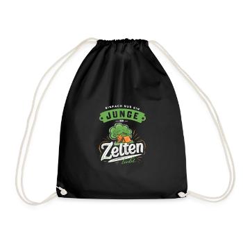 Junge Zeltliebe Camping Abenteuer Geschenk Outdoor - Turnbeutel - Schwarz - Vorne
