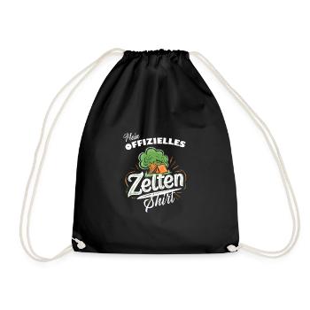 Zelten-Shirt Camper Outdoor Abenteuer Geschenk - Turnbeutel - Schwarz - Vorne
