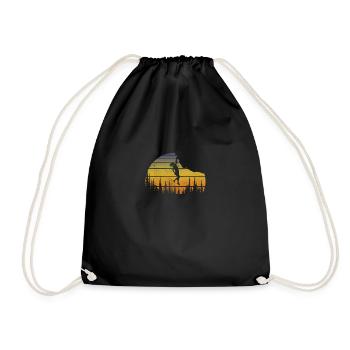 Womens Retro Rock Climbing Fan Free Solo Climber - Drawstring Bag - black - Front