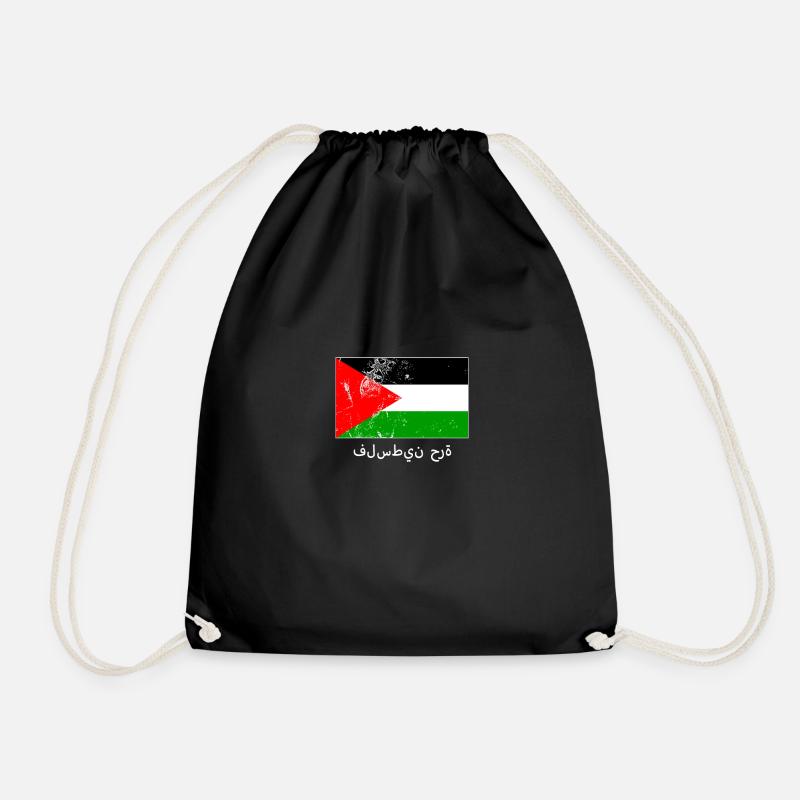 Free Palestine - Drawstring Bag - black
