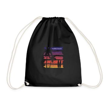 Waikiki Beach Oahu Hawaii Fan Vacation Souvenir - Drawstring Bag - black - Front
