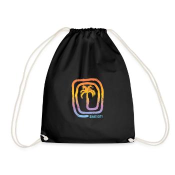 Cool Davao City Philippines Palm Tree Souvenir - Drawstring Bag - black - Front