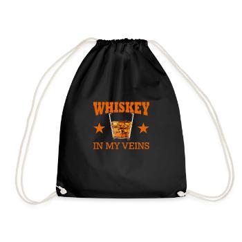 Whiskey In My Veins Vintage Funny Drinking - Turnbeutel - Schwarz - Vorne