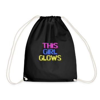 80's This Girl Glows Retro Neon Party - Turnbeutel - Schwarz - Vorne