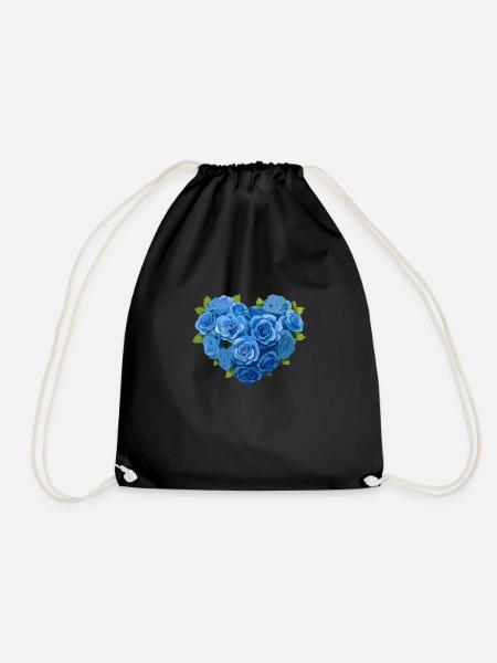Roses Bleues,Rose Bleue,Coeur,Coeur Fleur - Sac de sport léger - noir