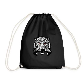 tiger head bodybuilding halter 1302 o - Drawstring Bag - black - Front