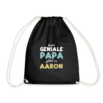 Dieser Geniale Papa Gehört Zu Aaron - Turnbeutel - Schwarz - Vorne