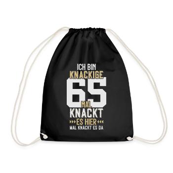 65. GEBURTSTAG 1961 KNACKIGE 65 - Turnbeutel - Schwarz - Vorne
