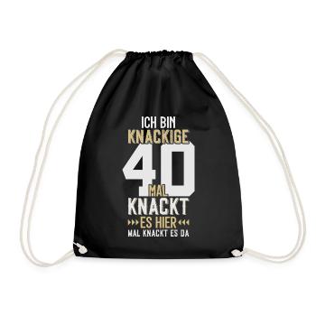 40. GEBURTSTAG 1986 KNACKIGE 40 - Turnbeutel - Schwarz - Vorne