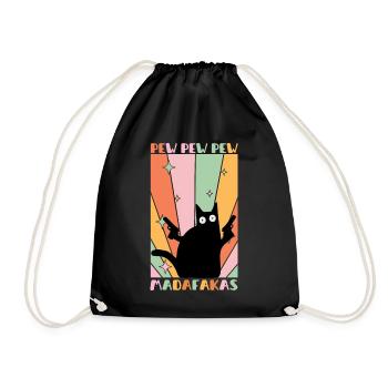 Pew Pew Madafakas Funny Cat Design - Drawstring Bag - black - Front