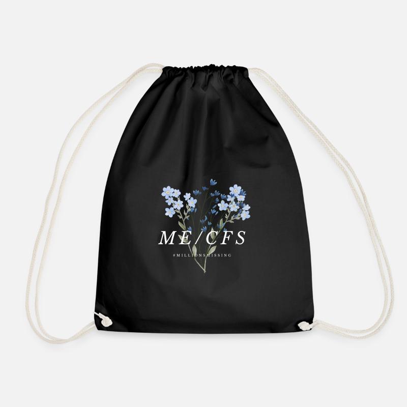 ME/CFS Flowers white - Drawstring Bag - black