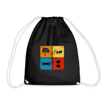 MTB mountain biker bike chain retro dirtbike - Drawstring Bag - black - Front