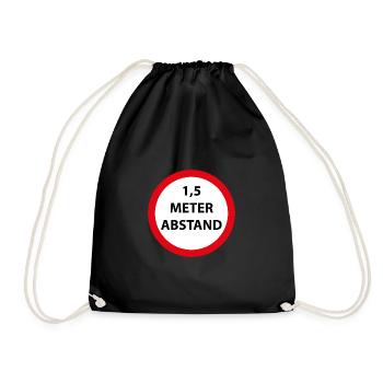 1,5 Meter Abstand Corona Fahrrad Virus Geschenk - Turnbeutel - Schwarz - Vorne