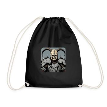Viking warrior with skull mask and horns - Drawstring Bag - black - Front