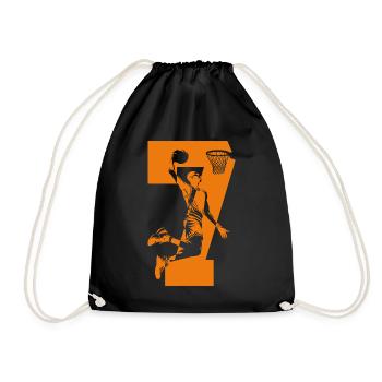 NUMMER 7 BASKETBALL 7. GEBURTSTAG - Turnbeutel - Schwarz - Vorne