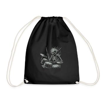 Squelette de crâne de batteur sur la batterie - Sac de sport léger - noir - Devant
