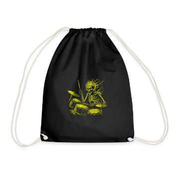 Drummer Skull Skelett am Drumset - Turnbeutel - Schwarz - Vorne