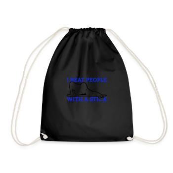 I Beat People With A Stick Billiards Ball Pool - Drawstring Bag - black - Front