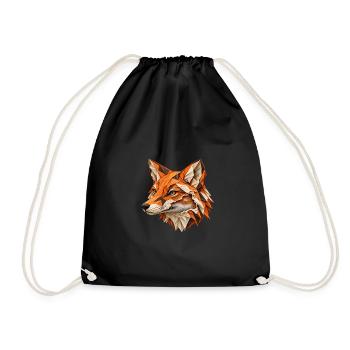 Zerrissener Origami-Fuchs – Wildes Porträt - Turnbeutel - Schwarz - Vorne