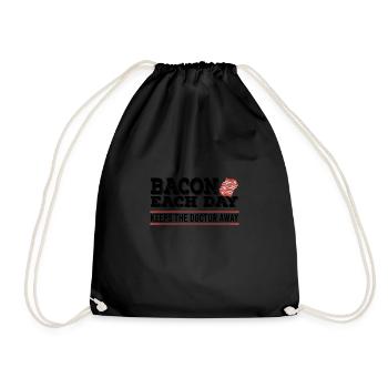 Bacon A Day Funny Diet Anti-Vegan - Drawstring Bag - black - Front