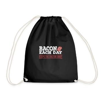 Bacon A Day Funny Diet Anti-Vegan - Drawstring Bag - black - Front