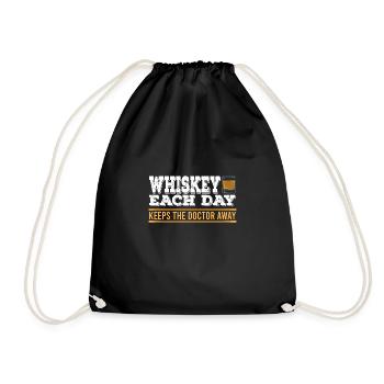 Whisky A Day Funny Drinking - Drawstring Bag - black - Front