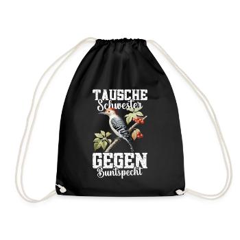 Specht Vogelfreund Ornithologe Buntspechtliebhaber - Turnbeutel - Schwarz - Vorne