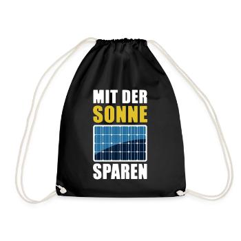 Mit der Sonne sparen - Photovoltaik - Solarenergie - Turnbeutel - Schwarz - Vorne