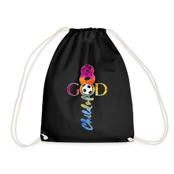 GOD 8 YEARS JESUS FOOTBALL 8TH BIRTHDAY - Drawstring Bag - black - Front