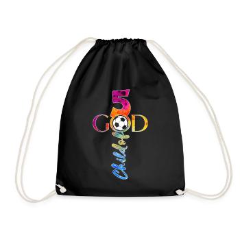 GOD 5 YEARS JESUS FOOTBALL 5TH BIRTHDAY - Drawstring Bag - black - Front