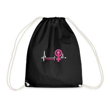 Feminism Heartbeat - Drawstring Bag - black - Front