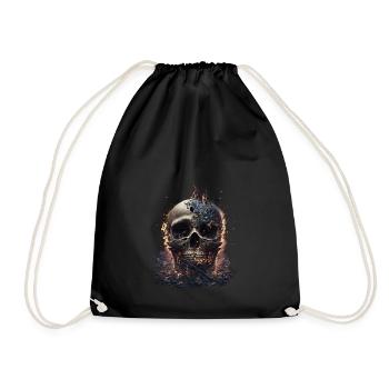 Skull And Bones Baptised In Flames III - Drawstring Bag - black - Front