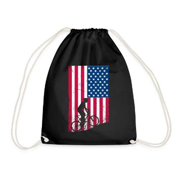 VTT américain sur le drapeau américain en détresse - Sac de sport léger - noir - Devant