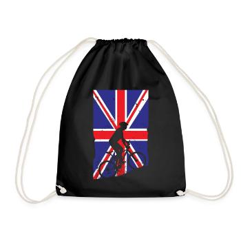 VTT britannique sur drapeau britannique en détresse - Sac de sport léger - noir - Devant