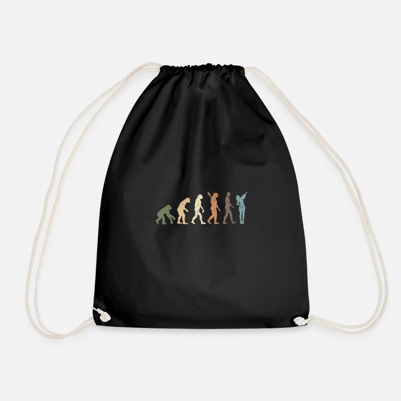 Funny Retro Evolution Of Man Violin - Drawstring Bag - black