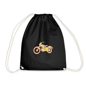 Motorcycle Biker colorful gift - Drawstring Bag - black - Front