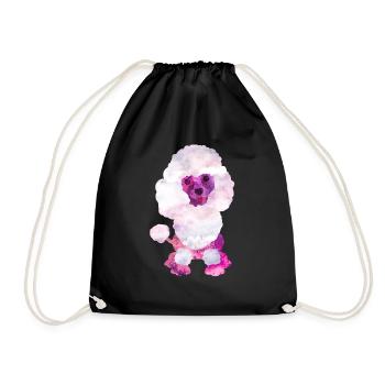 Watercolor Poodle Puppy Digital Art - Drawstring Bag - black - Front