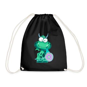 lolli_olli_green - Drawstring Bag - black - Front