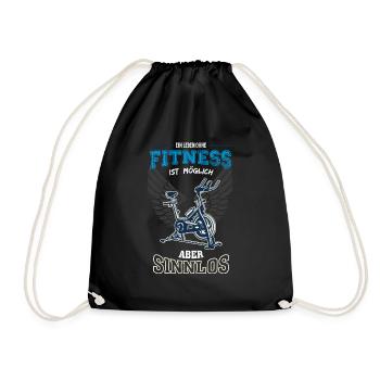 Fitness Studio Leben sinnlos - Geschenk - Turnbeutel - Schwarz - Vorne