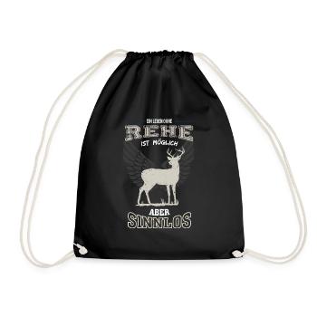 Rehe Leben sinnlos - Geschenk - Turnbeutel - Schwarz - Vorne
