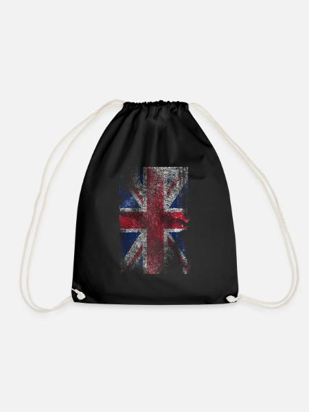 union jack - used look - Drawstring Bag - black