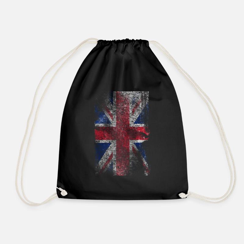 union jack - used look - Drawstring Bag - black